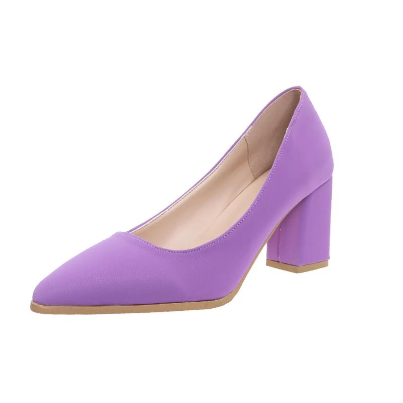 Solid Color Plus Size 36-43 Thick Square Heels Pumps for Women High Heel Pointed Toe Basic Pumps 2025 Autumn Slip On Party Shoes