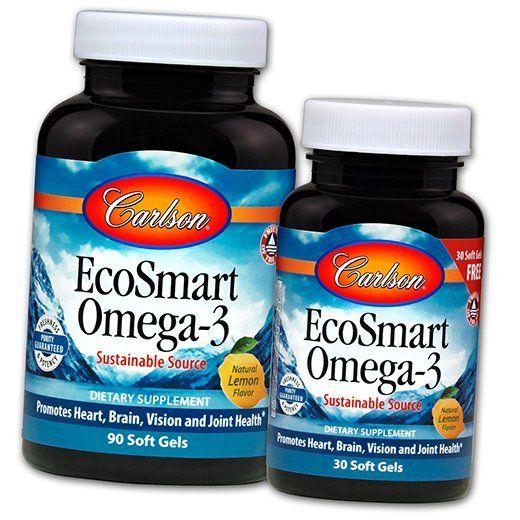 Норвежское масло каламари, Омега 3, EcoSmart Omega-3, Carlson Labs  120гелкапс Лимон (67353009)