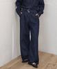OPENING SUNSHINE Pintuck Belted Point Wide Denim Pants Dark Indigo
