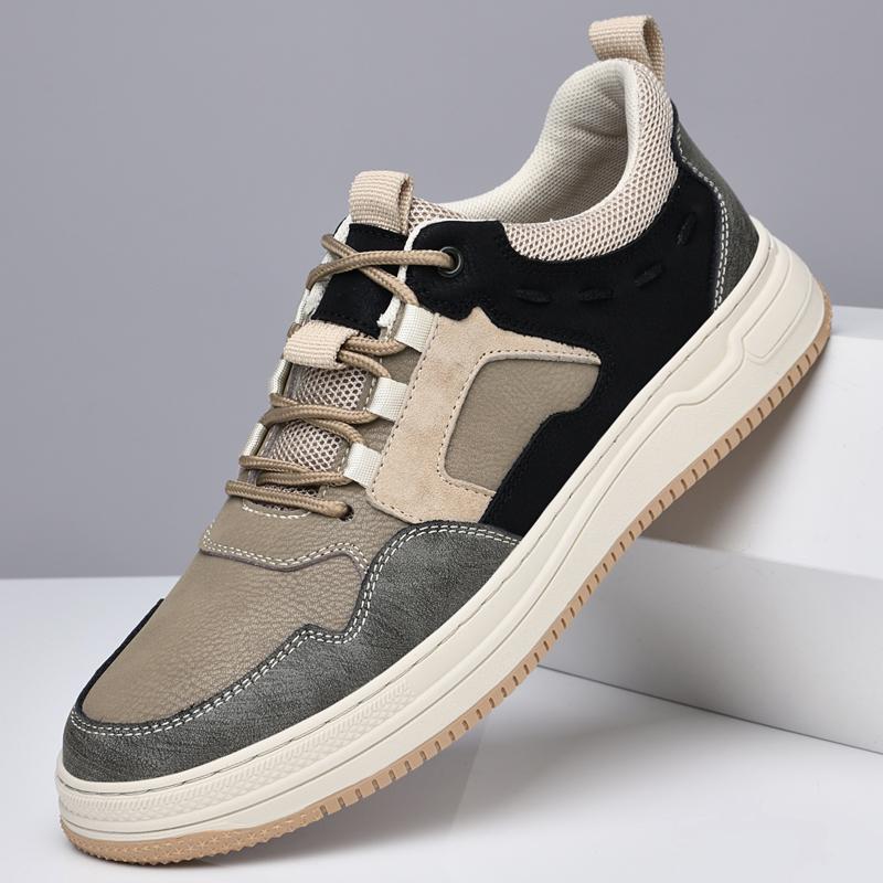 FashionGenuine Leather Casual Shoes Versatile Mens Vulcanized Shoes New Trend Comfort Skateboard Footwear Leisure Non-Slip Man Sneakers