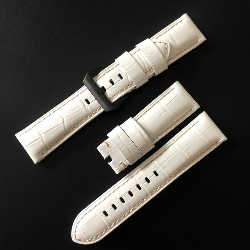 22 мм 24 мм 26 мм белый крокодиловый узор из натуральной кожи ремешок для часов сменный — фото 6