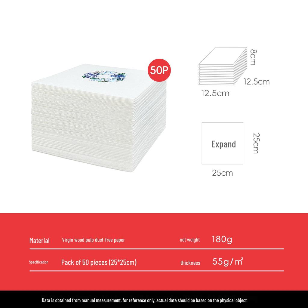 25x25cm Printed Dust-Free Napkins for Restaurants, Cafes, and Cocktail Tables