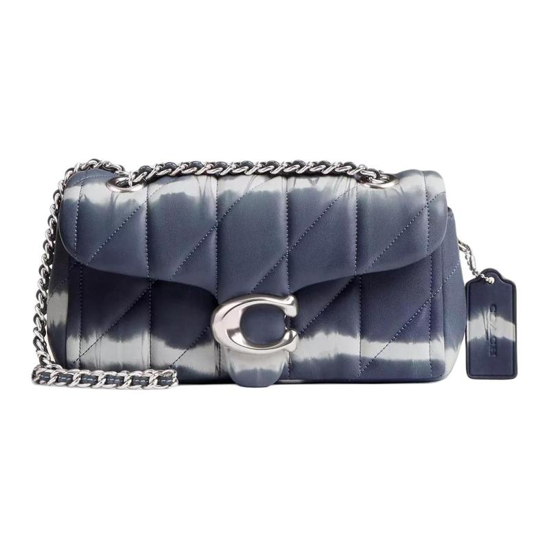 

COACH Tabby 20 Quilted Tie-Dye Nappa Leather Shoulder Crossbody Bag Small Women s Silver and Midnight Navy Multicolor синій