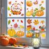 Thanksgiving Window Stickers Autumn Pumpkin Maple Leaves Cartoon Window Door Stickers Background