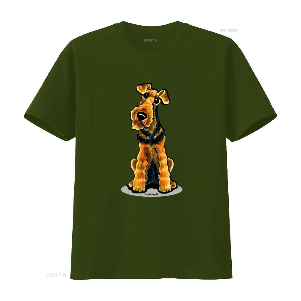 T-shirt con Stampa Welsh Terrier per Moda Casual vintage Lavato uomo abbigliamento designer Versatile Elasticizzato Morbido Unisex Traspirante