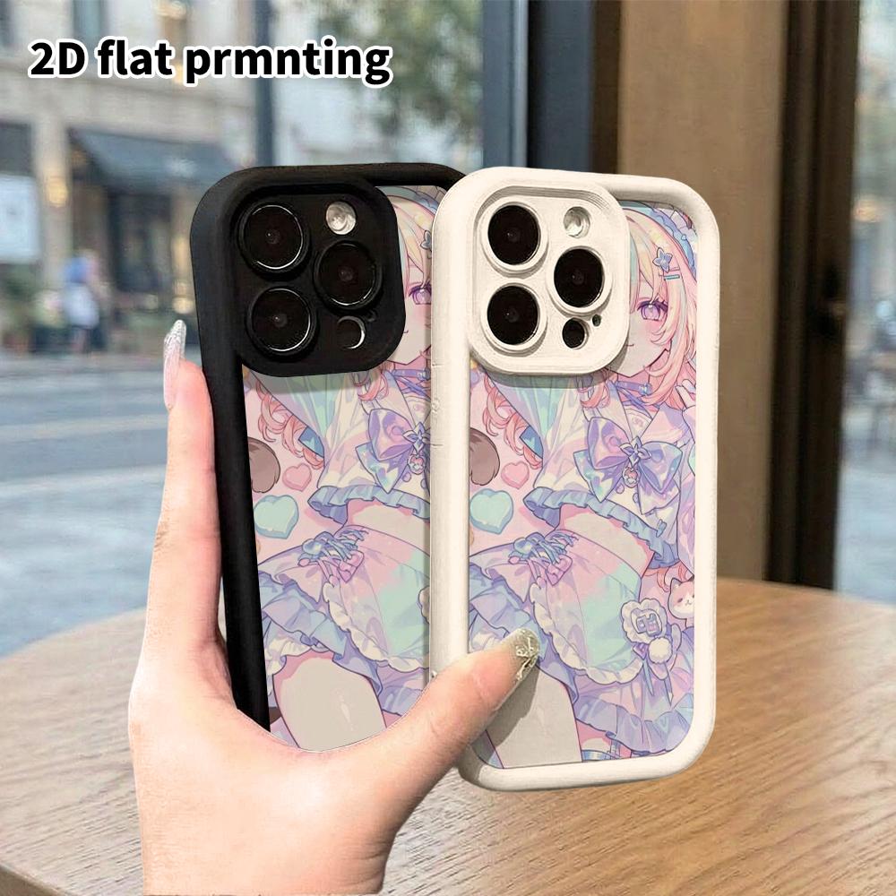 Phone case: 2D flat, fits iPhone 18 17 16 15 14 13 Pro, cat ear girl, perfect Christmas and Halloween holiday gift