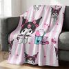 Kuromi Pink & White Stripe Flannel Blanket Soft Warm Throw Japanese Anime Camping Office Bedroom School Nap Blanket Summer Quilt