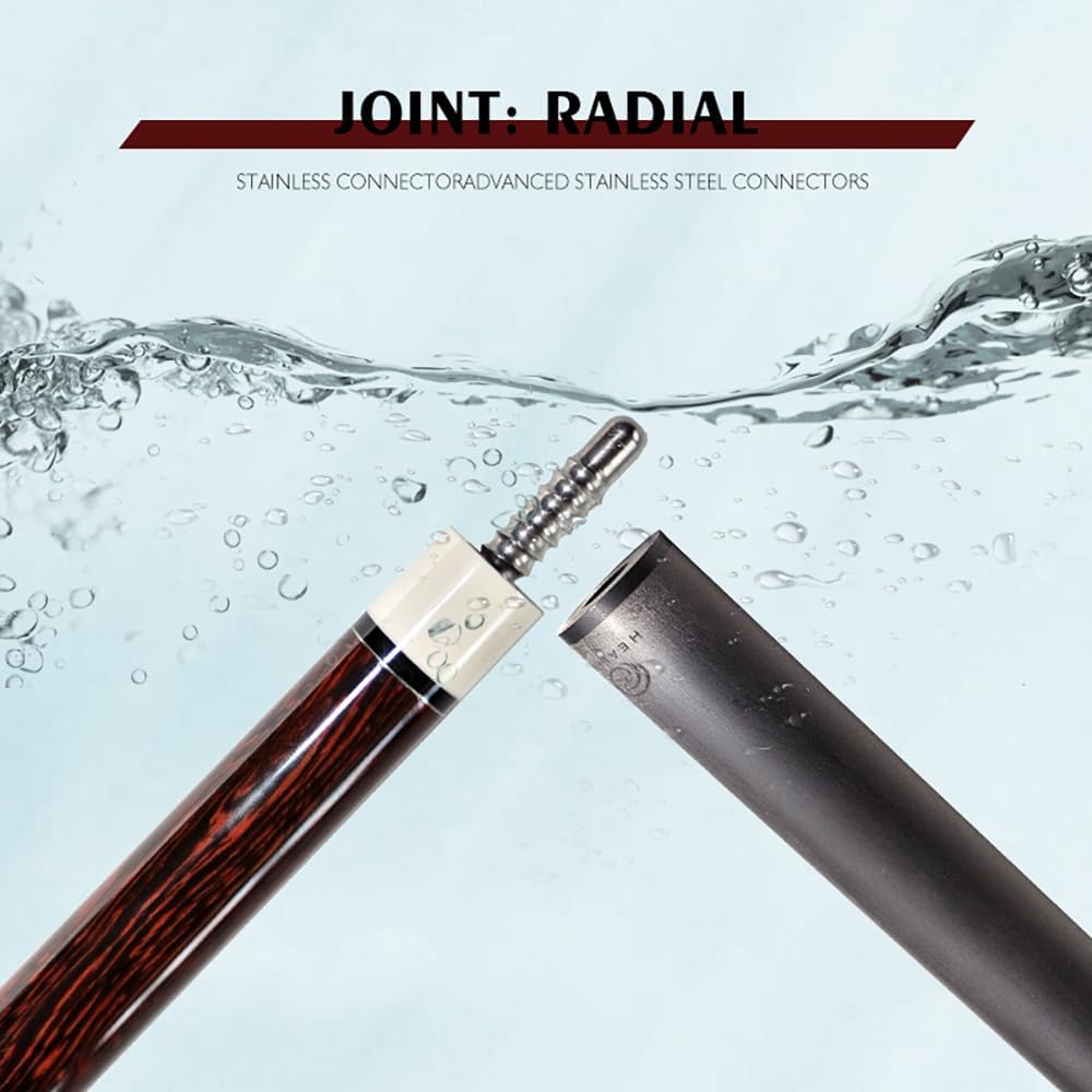 KHEALING Carbon Pool Queue Geeignet für Black Eight und Black Nine 58" 19-20oz 2-teiliger Stock, 12,4mm Spitze, 1/2 Gelenk, Handgefertigt, Gerade, Bälle, 19-20oz