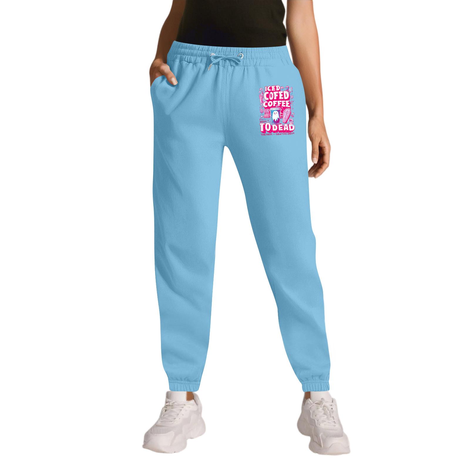 

Женские спортивные брюки с принтом Хэллоуина, карманами на кулиске, повседневные рабочие брюки M