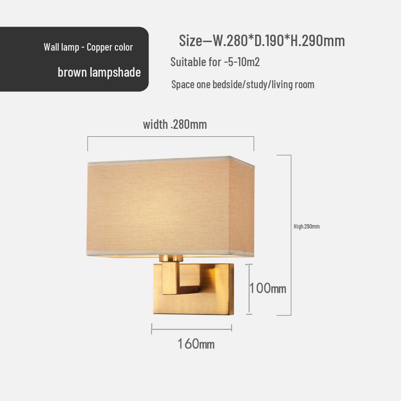 American Style LED Wall-Mounted Bedroom Lamp with Fabric Shade for Reading and Mobile Use