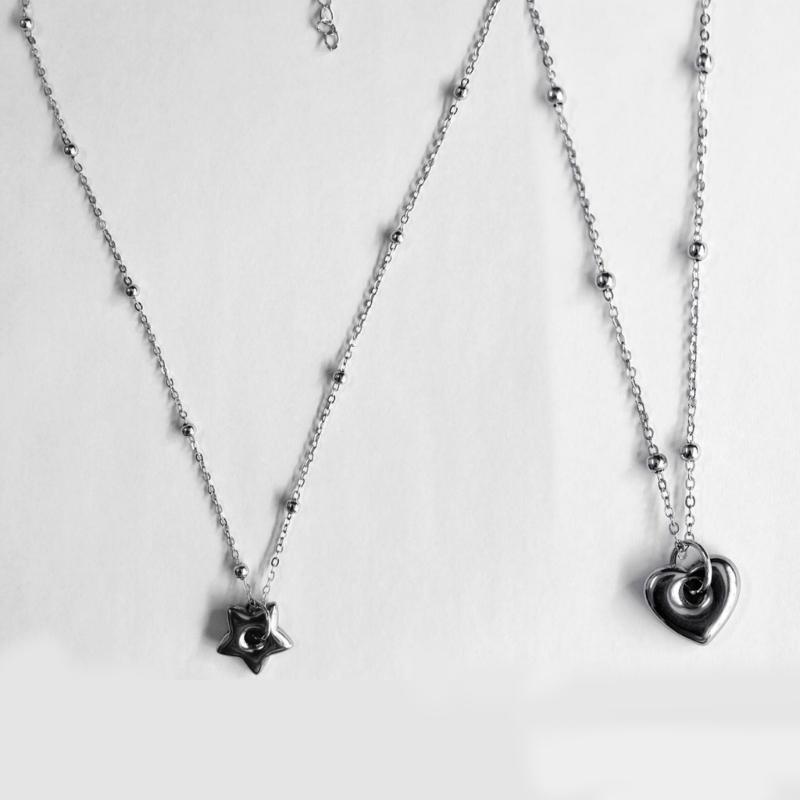 Modern Heart Pendant Jewelry Adjustable Bead Chain Necklace Fashion Pendant Necklace Star Neck Jewelry for Daily Party