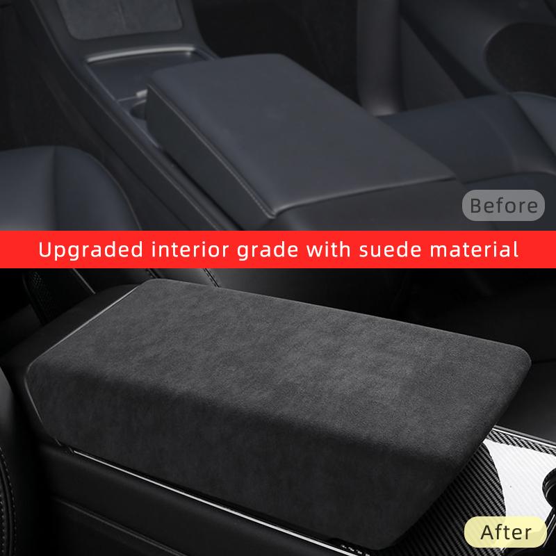 For tesla model 3 highland 2024 model y accessories 2020 2021 2022 2023 Central Control Armrest Box Leather Protective Cover ABS