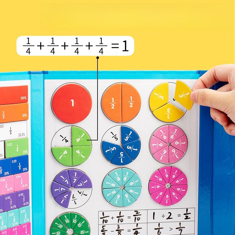 Montessori Fraction Learning Math Toy Magnetic Arithmetic Teaching Aids Wooden Book Educational Toys For Children Christmas Gift