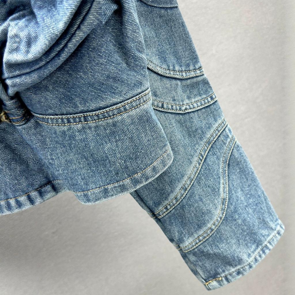 Short Denim Jacket Women's New Autumn Clothing Small Loose and Thin Hong Kong Style Retro Long-sleeved Top Trendy Brand