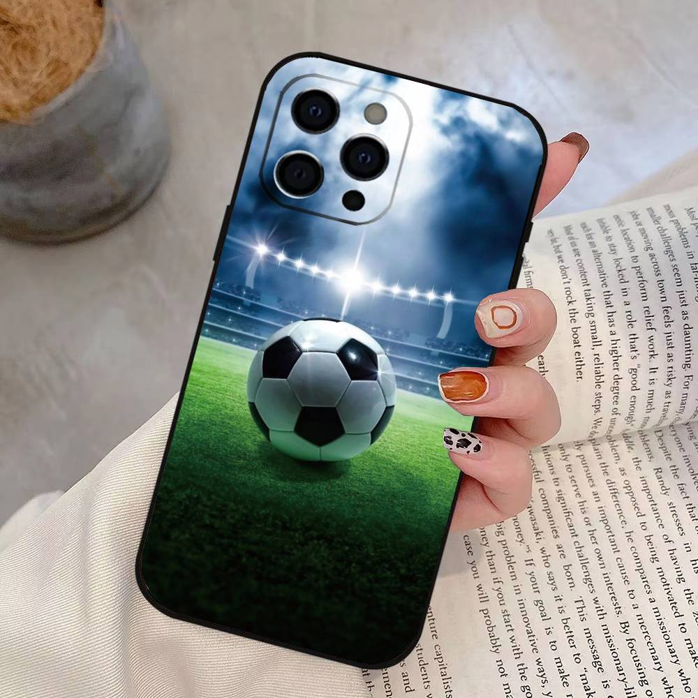 Soccer Ball Phone Case Silicone Soft For IPhone 17 16 15 14 13 12 11 X XR Plus Pro Max Plus