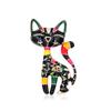 Dessin animé chinois vent chat émail broches femmes fleurs coloré Art abstrait Animal bureau décontracté broche broches cadeaux