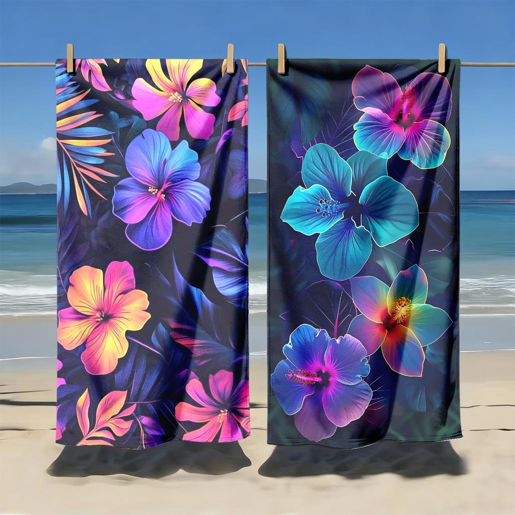 2pcs Boho Floral Leopard Print Tropical Beach Towel Beach Towels for Summer Vacation