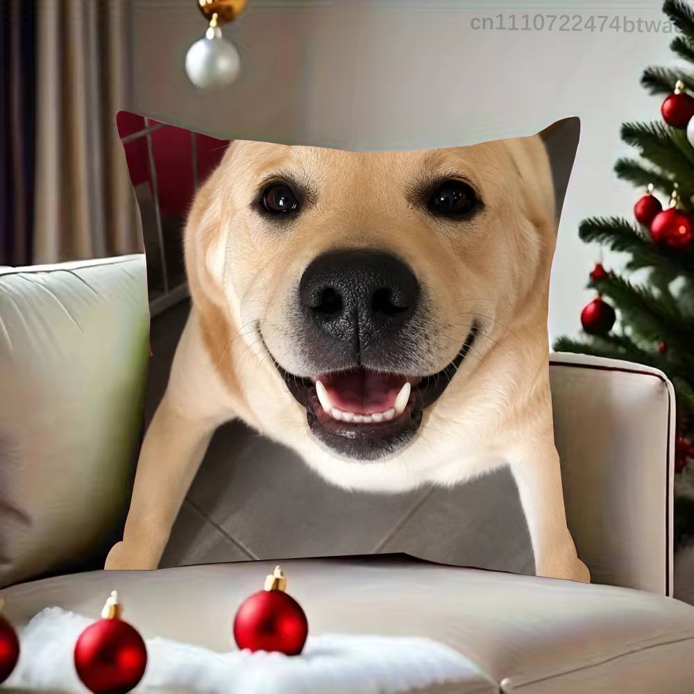Barking Dog Meme Pillow Case For Sofa Bedroom Living Room Plush Cushion Cover Decorations and Protector