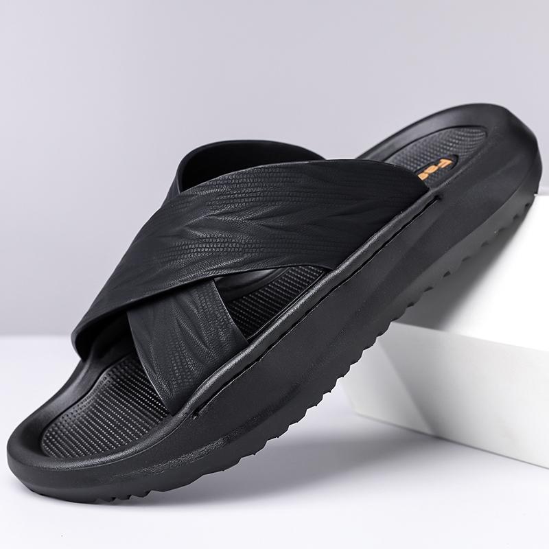 

Модные легкие быстросохнущие летние тапочки для мужчин, противоскользящие удобные туфли для ходьбы, роскошный бренд, мужские полушлепанцы, новая мужская обувь слипоны 38 чёрный