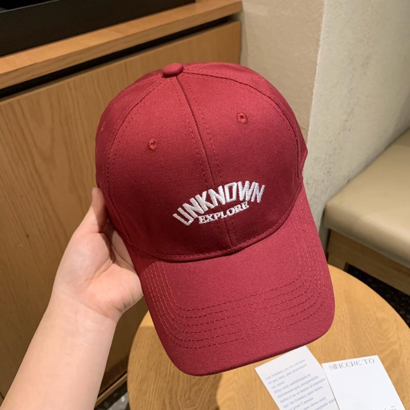 Simple letter embroidery baseball cap women's spring summer casual versatile retro red face cap