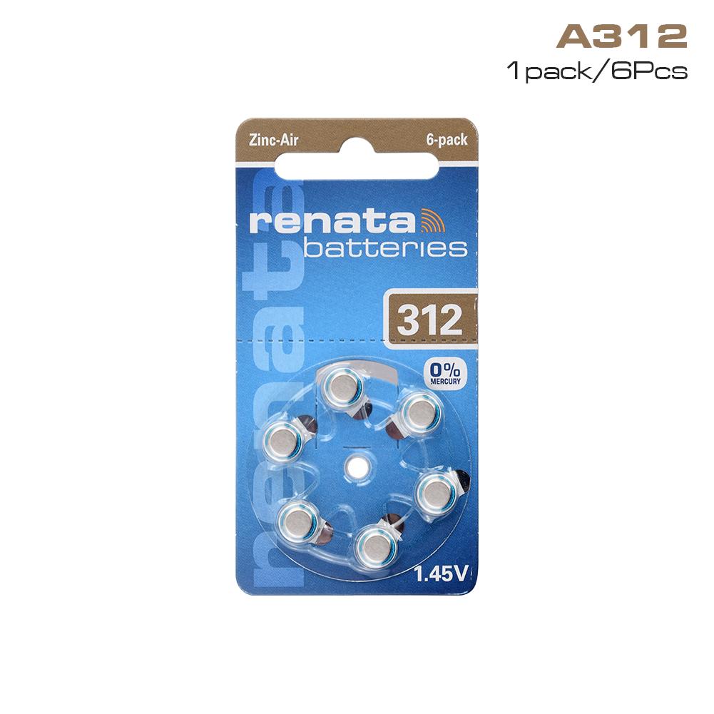 Buy 6Pcs ZA312 312A P312 Battery 1.45V For Hearing Aid Zinc Air Button