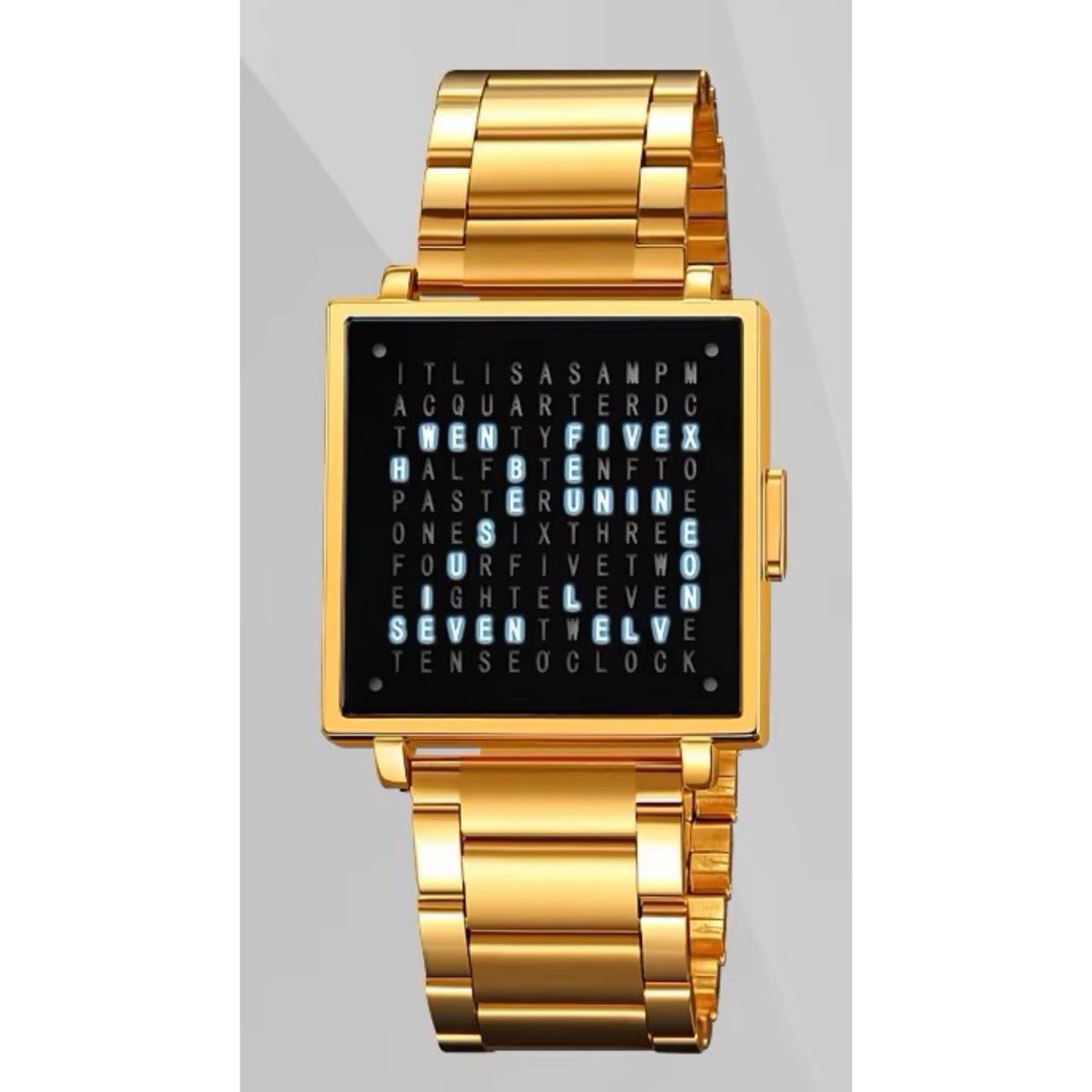 Armbanduhr Unisex Herren Damen Mode Original LED-Licht Digital Quadrat Armbanduhr Datumsanzeige Uhr Leben Wasserdicht Edelstahl PU Lederband x1