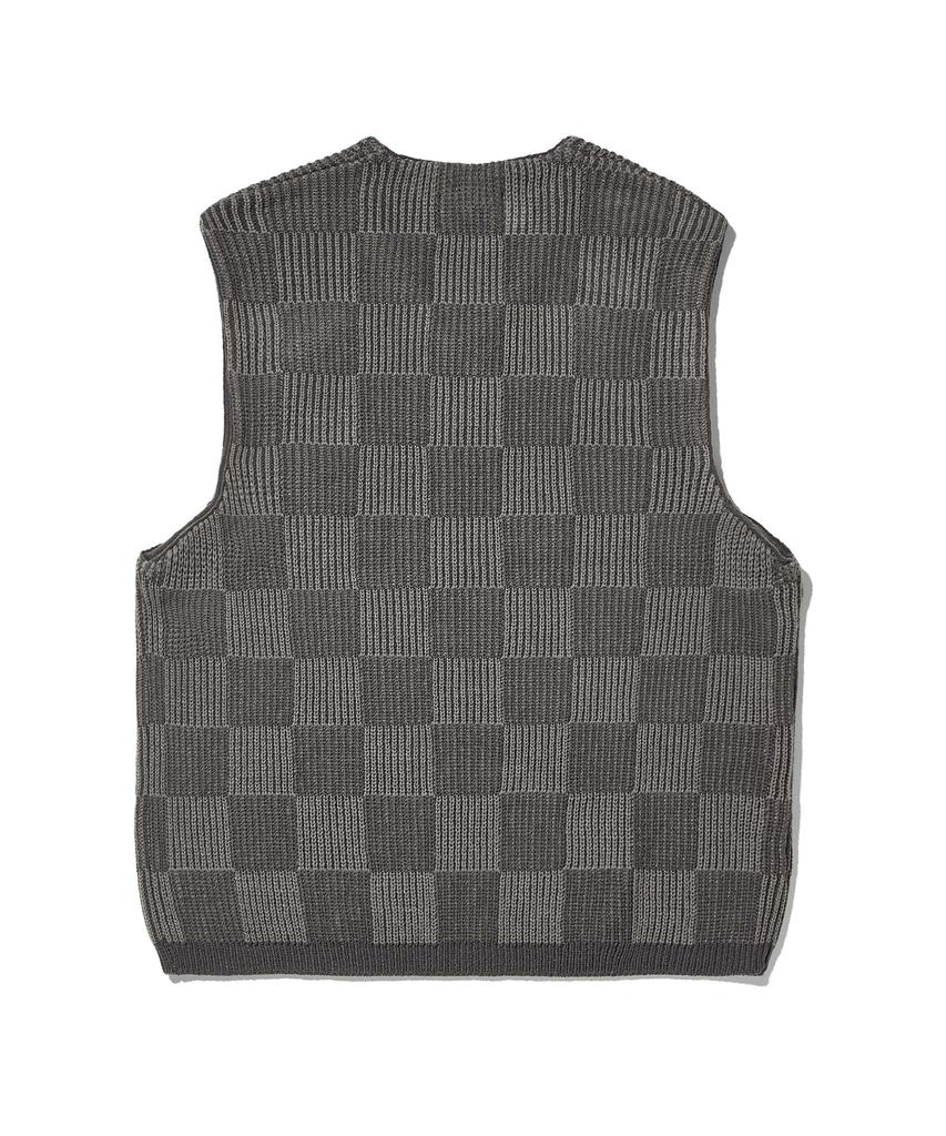 Critic Checkerboard Knit Vest Charcoal