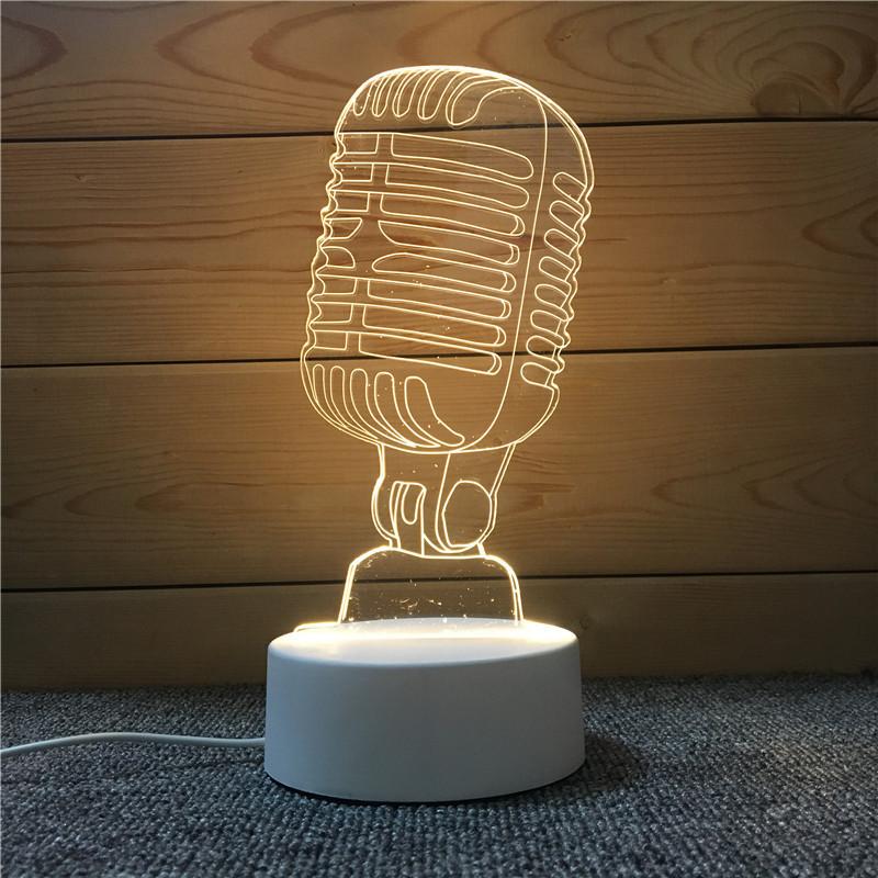 3d Hand Finger Microphone Hook Star Moon Lover Creative Small Desk Lamp Gift