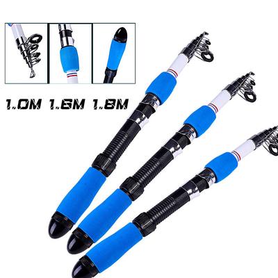 Carbon Angelruten 1,0 M 1,6 M 1,8 M Tragbare Teleskop Spinning Köder Stange Pol Meer Angeln