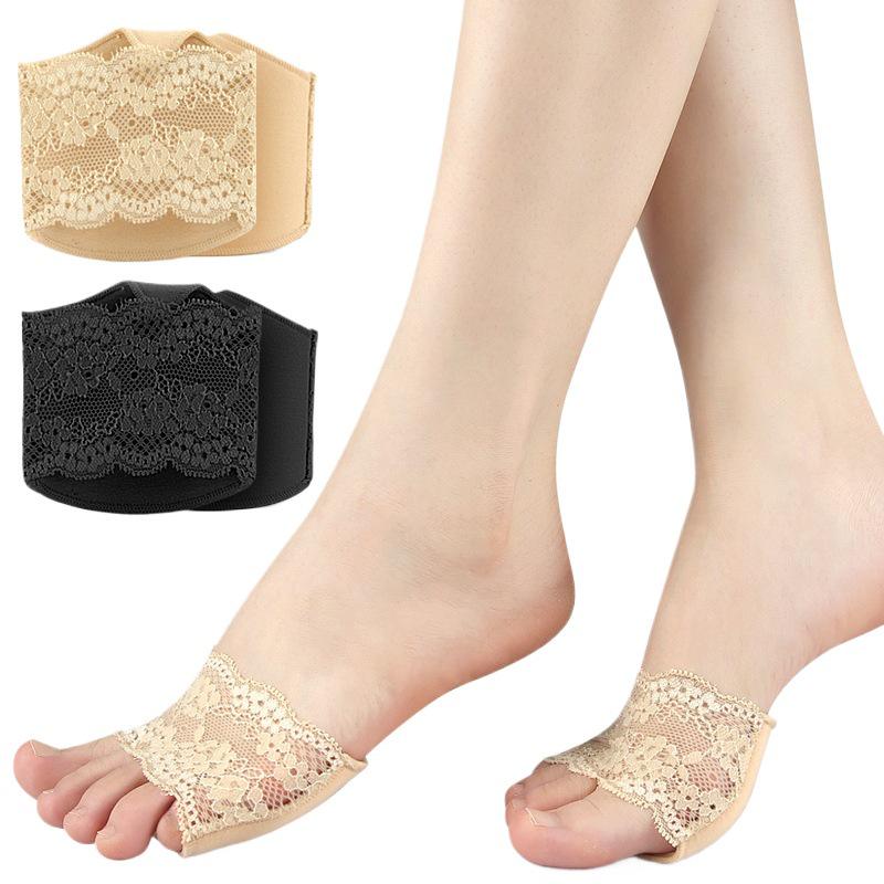 In-Stock Cotton Lace Half-Size Foot Pads: Anti-Wear, Anti-Slip, Pressure Relief, Invisible Split-Toe for High Heel Comfort.