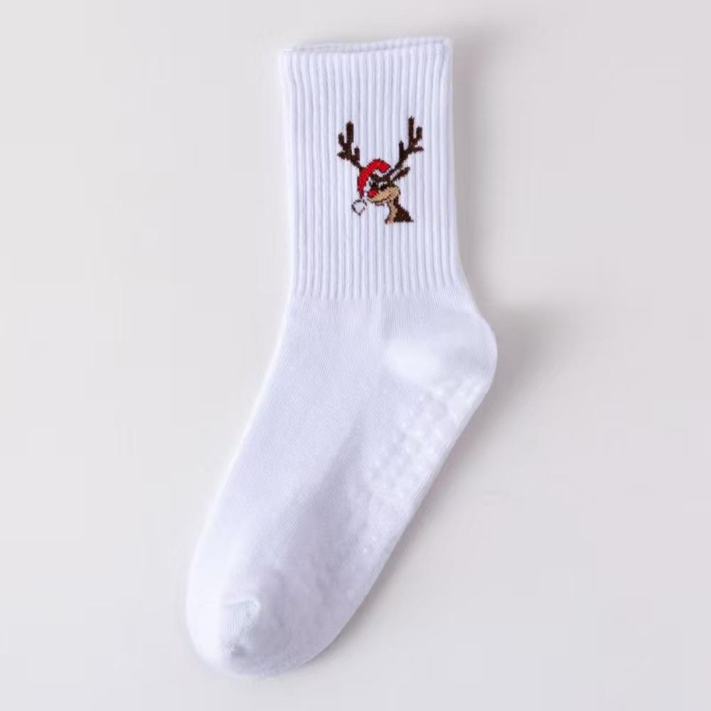 

Breathable Pilates Socks Cotton Deer Embroidery Socks New Yoga Socks белый