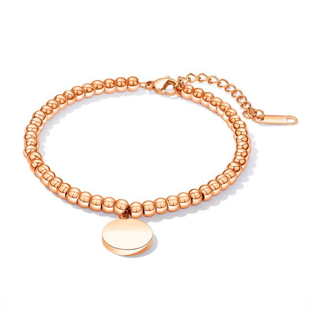 Fashion Charm Beaded Bracelets for Women Stainless Steel Beads Female Engrave Jewelry Bracelets
