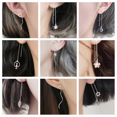 New! Women Long Tassel Silver Earrings Korean Style Simple Versatile Stylish Earrings Jewelry Accessories