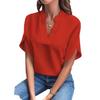 2024 Summer Fashion Women's V-neck Loose Solid Color Casual Top