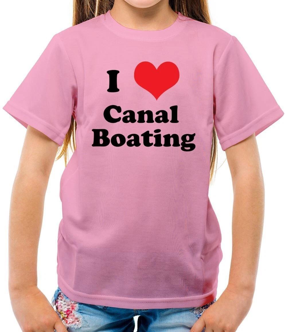 

I Love Canal Boating - Kids T-Shirt - Narrowboat Narrow Boat Hobby Canals 100