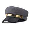 Solid Color Flat Top Beret Hat With Gold Trim For Winter And Spring Casual Wear