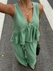 1116 European and American new women's clothing, casual V-neck pullover sleeveless plus trousers multi-color women's suit