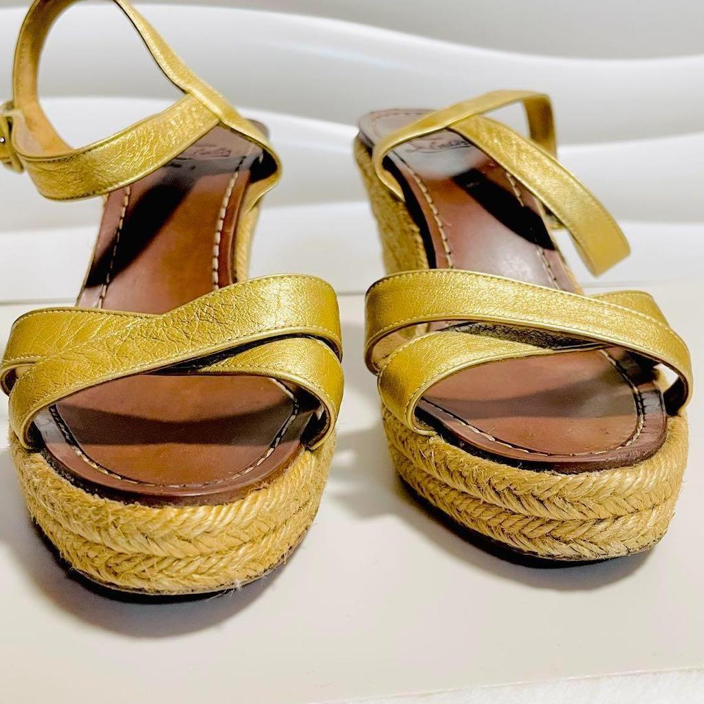 [USED] Rare color Louboutin sandals, size 36, gold, espadrilles, wedge soles