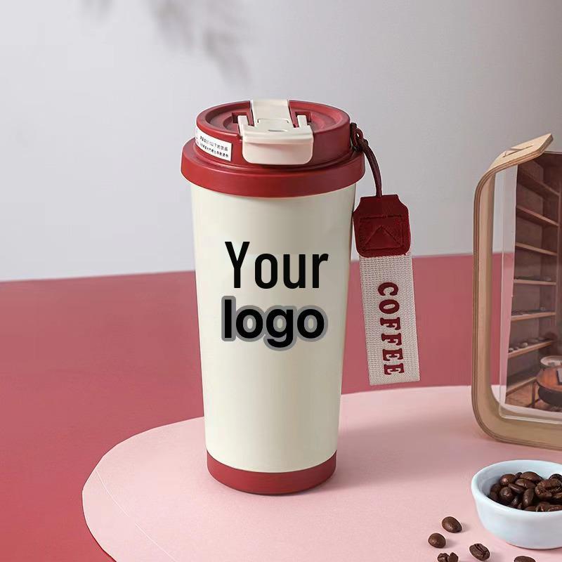 Konvalinka Nerezový Izolovaný Cestovní Hrnek - Dámský Dvojitý Nápojový Hrnek na Kávu a Vodu, Vysoce Hodnotný Tištěný Design