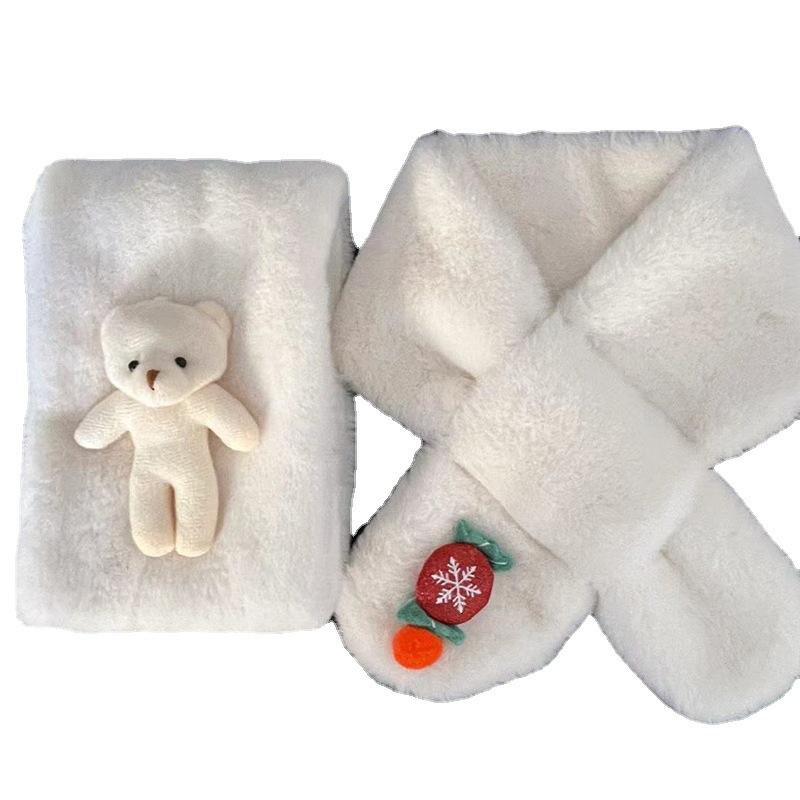 Adult Autumn Winter Korean Cute Cartoon Bear Plush Scarf Winter Warm Thick Versatile Neck Warmer