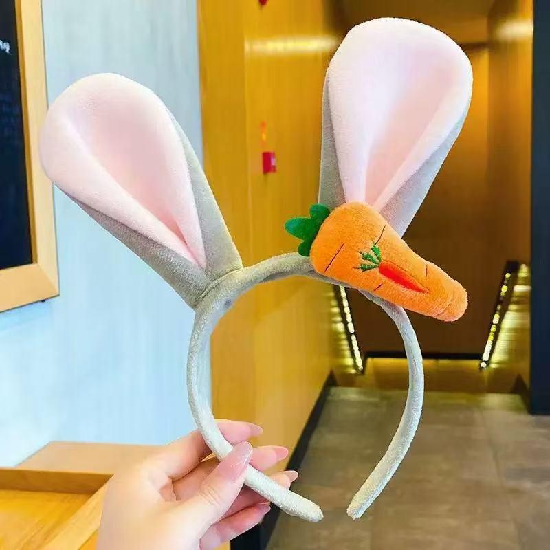 Adorable Carrot Bunny Ear Headband for Kids - Cartoon Bunny Hair Accessory & Performance Clips