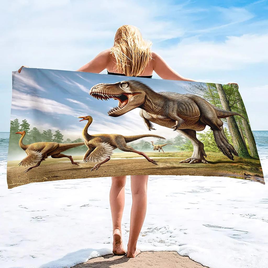 Telo da Spiaggia Dinosauro Asciugamani da Campeggio Acquerello per Ragazzi Bambini Asciugatura Rapida Super Assorbente Morbidissimo Telo da Spiaggia Asciugamano per Piscina