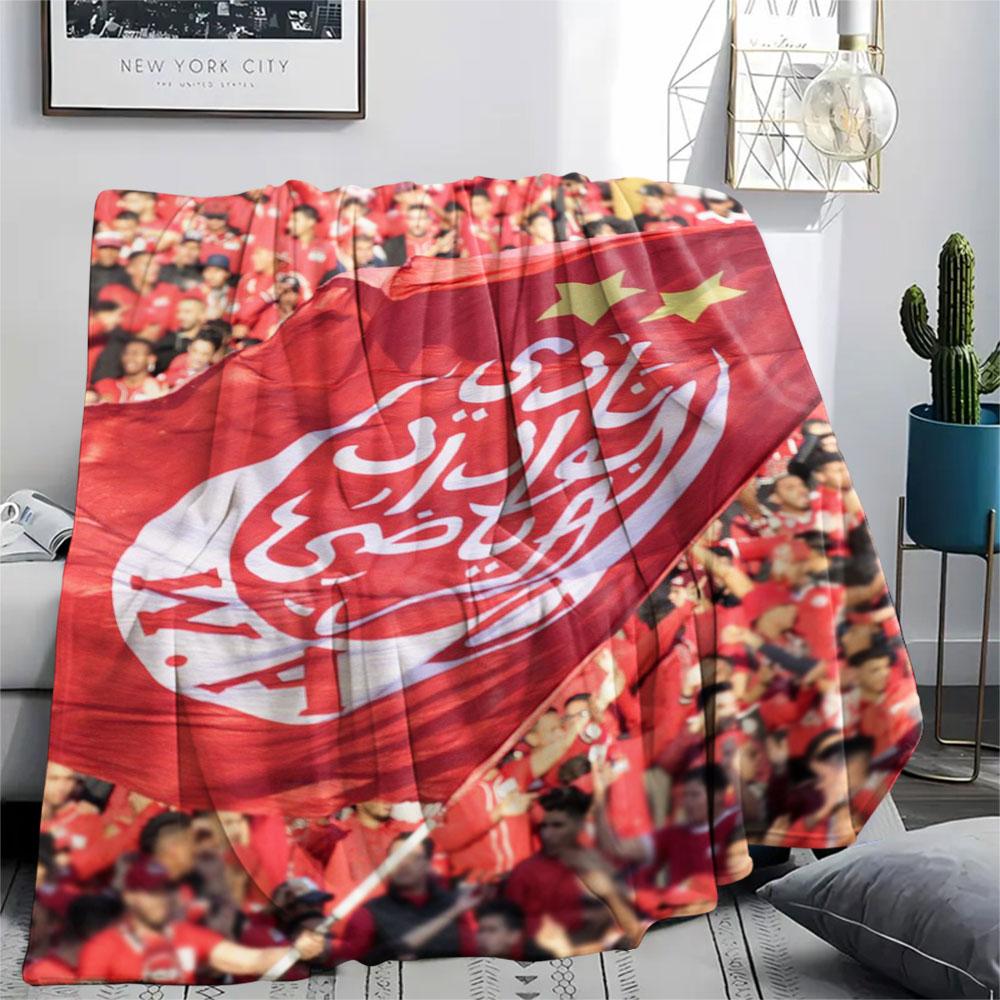 Wydad AC Printed Flannel Blanket, soft throw for bedroom sofa, washable,soccer fan merchandise, great gift.