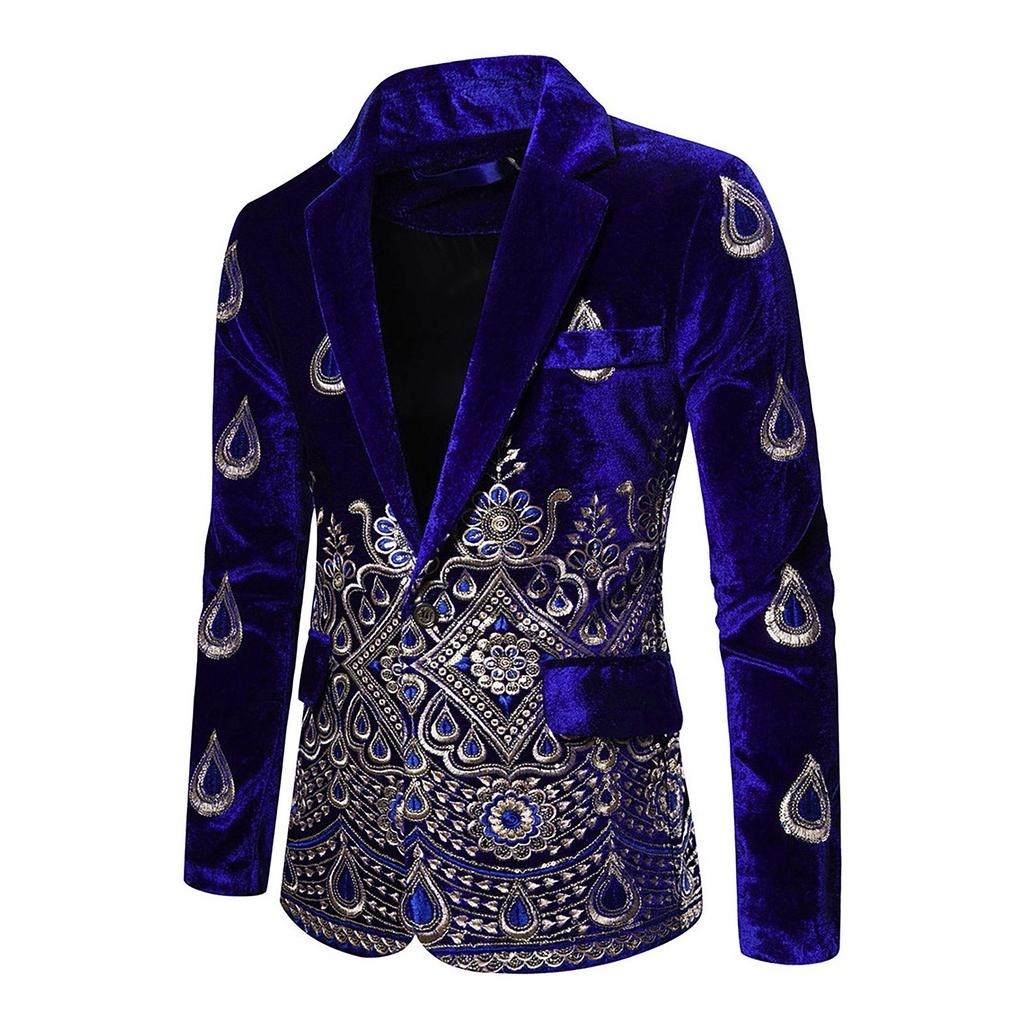 Herr Varmstämplad Enfärgad Tryckt Affärsbröllopsfest Ytterplagg Kappa Kostym Toppar