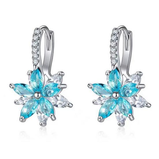 1 Pair Hoop Earrings Cubic Zirconia Clear Faux Stone Geometric Bright Luster Fine Polishing