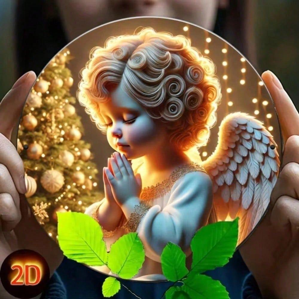 Metal Wall Art Poster Angel Wreath Round Christmas Home Decor Gift
