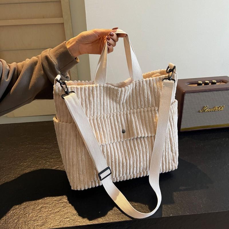 New Large-capacity Women's Tote Bag All-matching Corduroy Shoulder Commuting To Work Cross-body Fashionable Handbag