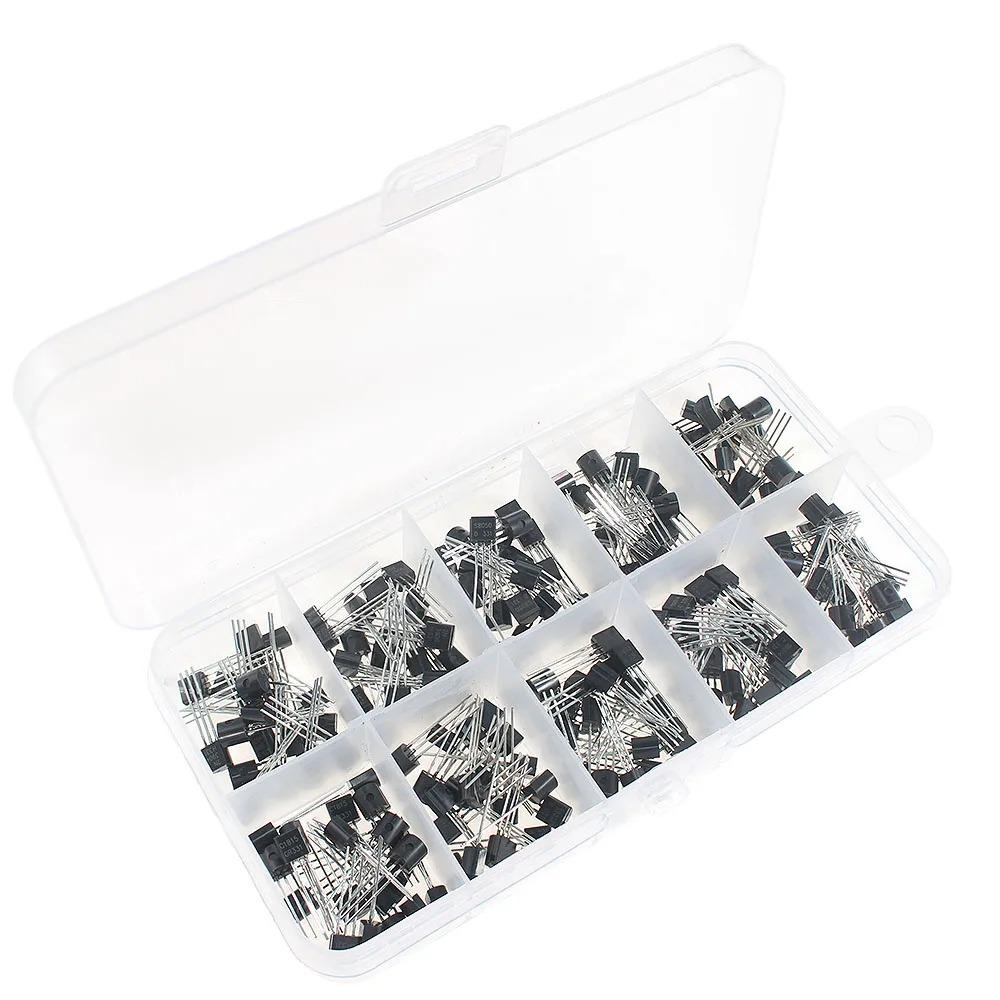 50-900PCS Transistors Kit NPN PNP S8050 S8550 S9012 2N3904 2N3906 C1815 A1015 MJE13001 BC327 BC337 BC517 BC547 BC548 BC549 BC558