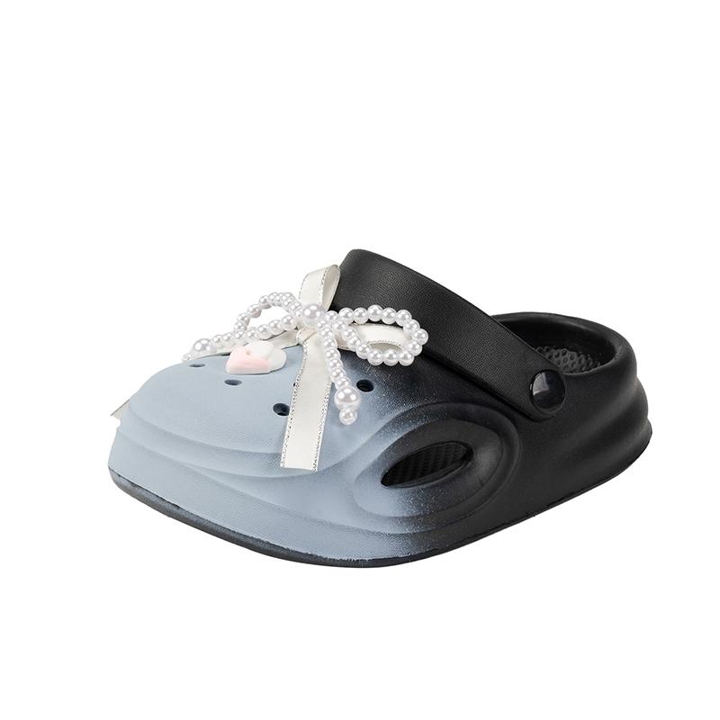

Girls Sandals Princess Beadings Sweet for Kids Beach Shoes Casual Soft Sole 2025 Summer New Children Slippers Non-slip Fashion 26-27 чёрный