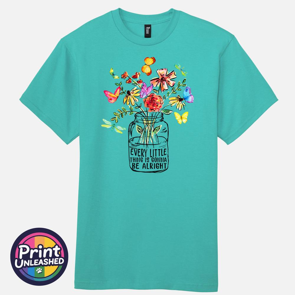 Music Flowers Graphic TShirt Bob Marley Lyrics Summer Tee Every Little Thing M